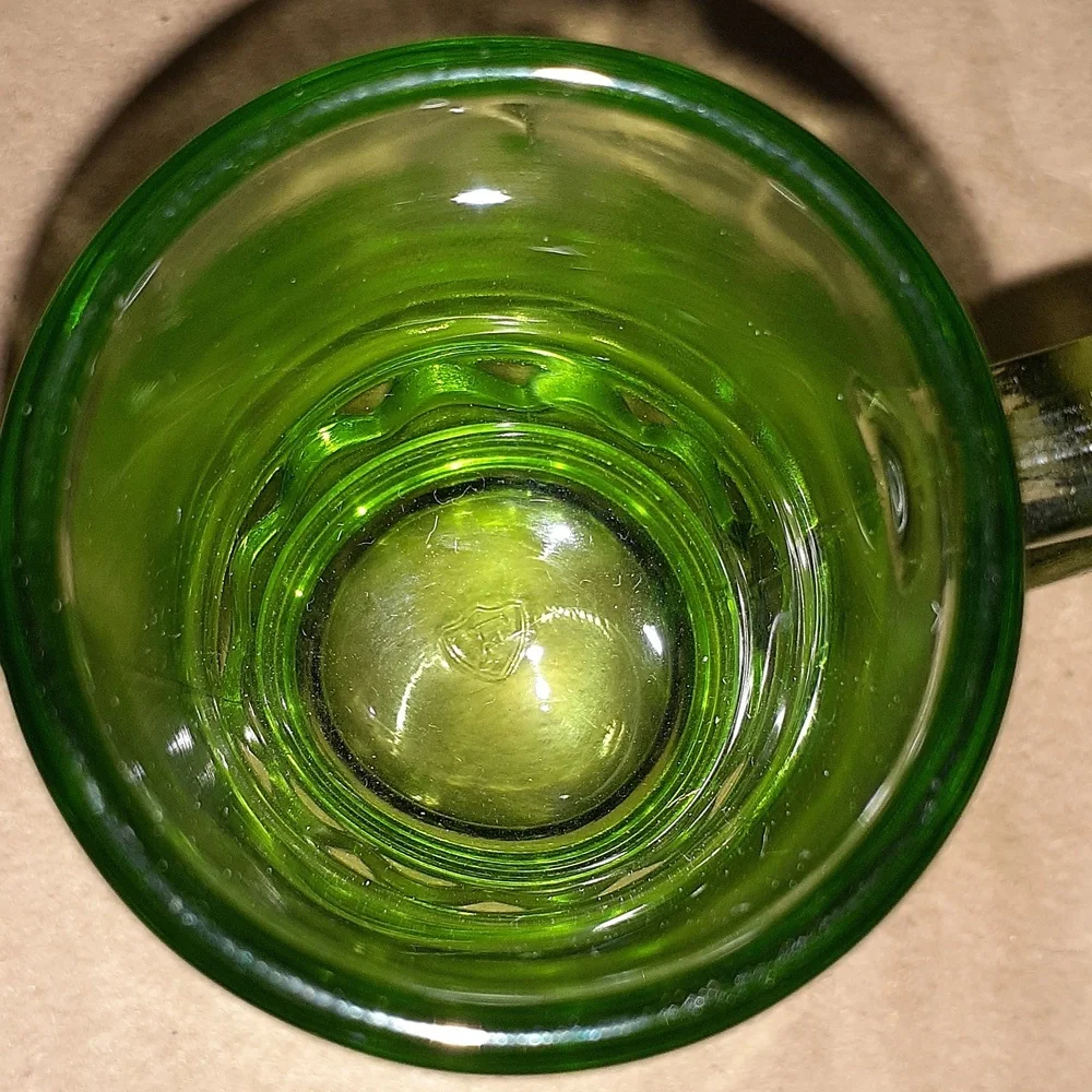 Vintage Green Federal Glass Company Mini Stout Mug Shot Glass